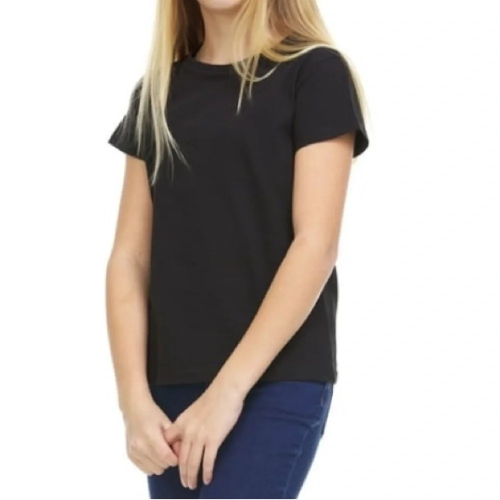 2 Short Sleeve Tees Black & White size 10/12 NWT +  2 pairs of shorts 10/12